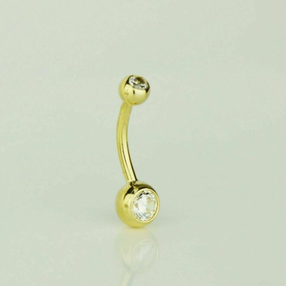 Solid 14k Yellow or White Gold Belly Button Ball Body Jewelry Piercing